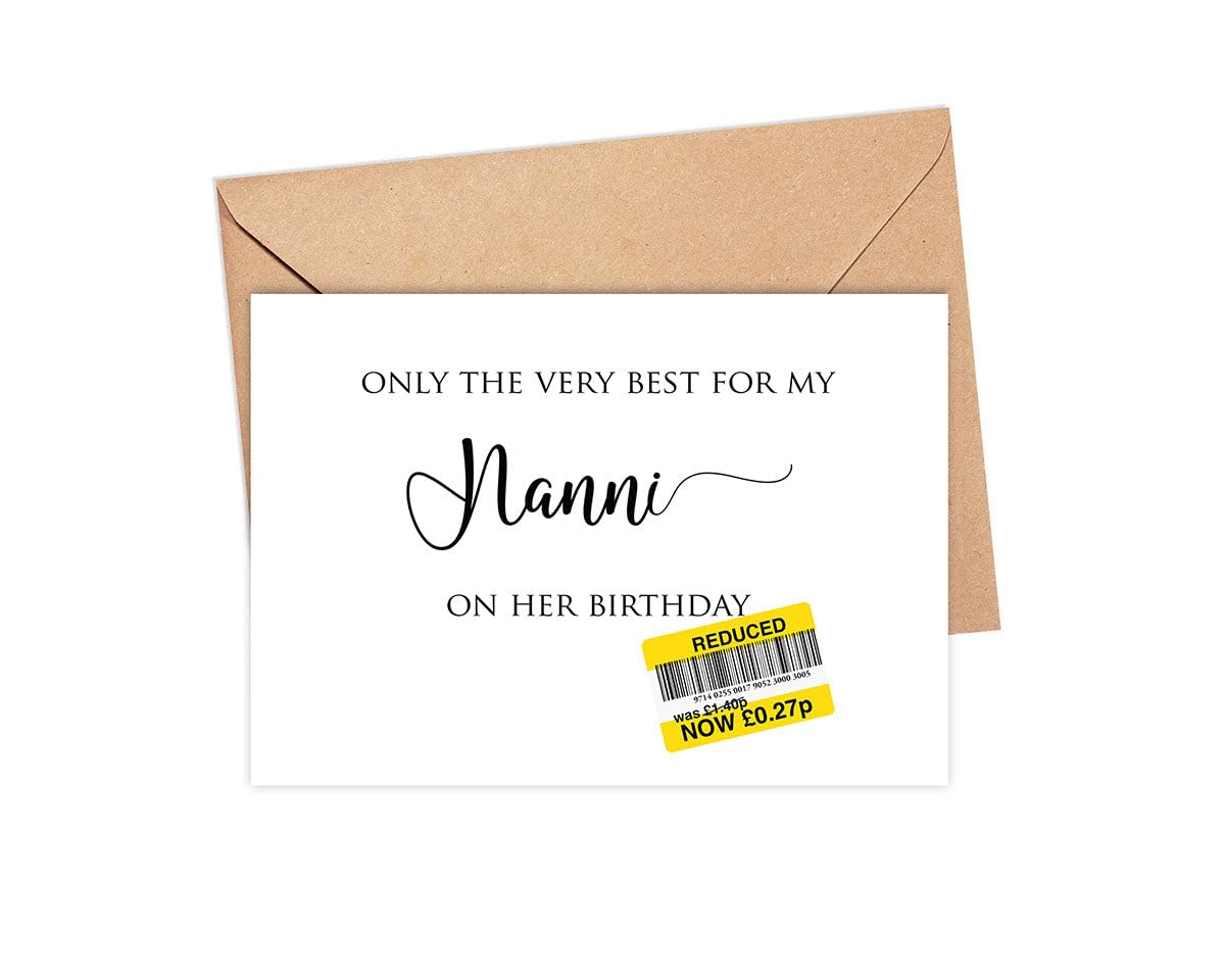 Birthday Card With Fun Discount Label For Nanni - Birthday Card For Nanni - Happy Birthday Card - Nanni's Day Gift - Discount Card - Funny Card - Card For Nanni