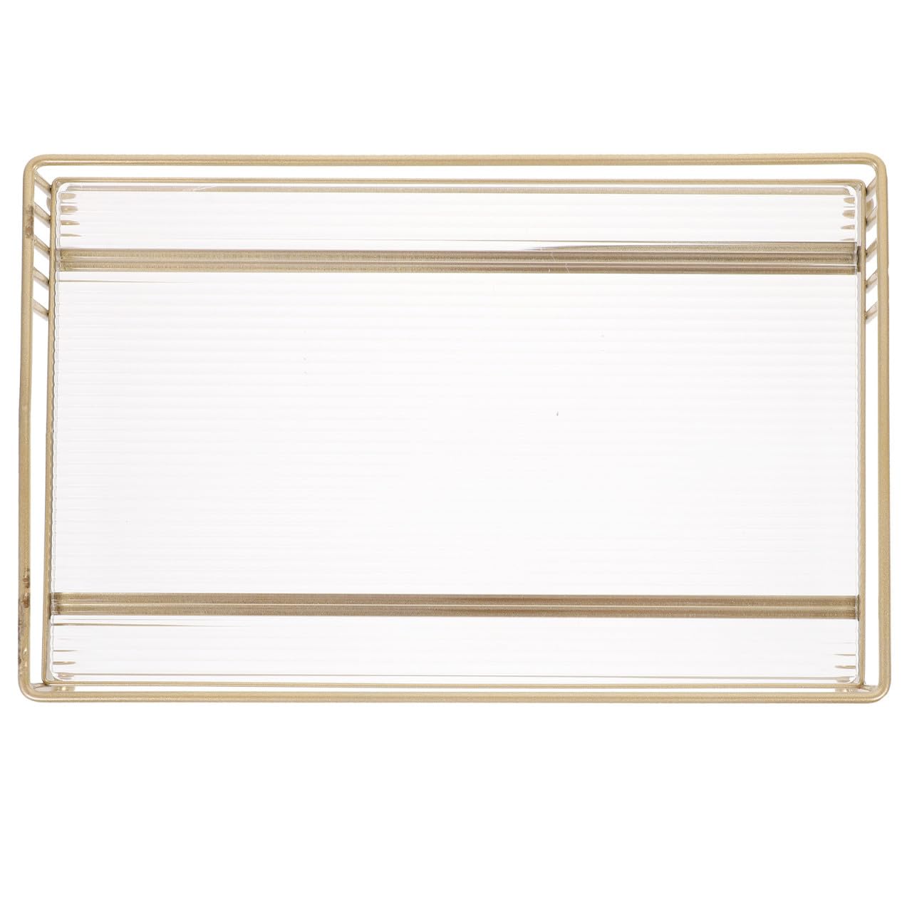 Bandeja de tocador de baño en Acero al Carbono y acrílico Dorado con Marco de Hierro, Organizador práctico para cosméticos en encimera, Ideal para baño y rincón
