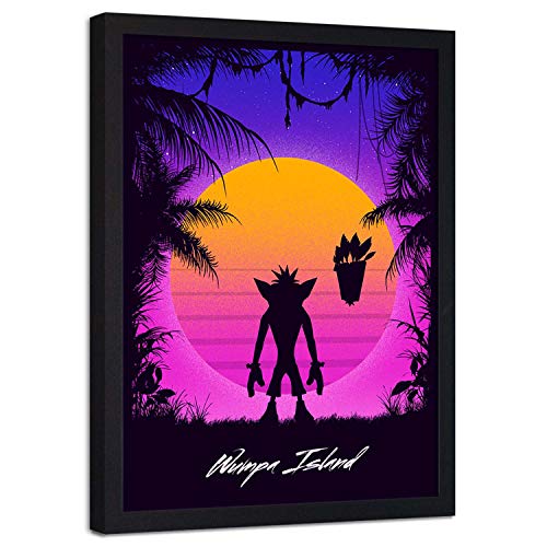 Tableau décoratif Rétro Futurisme 15x21 cm Encadrement noir Hero Jeu Vidéo violet Cover