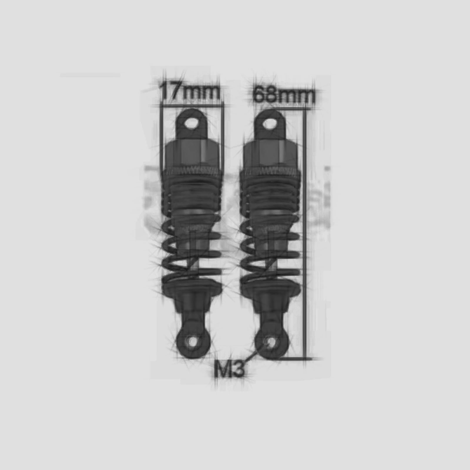 Amortiguadore Coche RC para 94108 94188 94111 4WD Piezas De Montaje RC 2 Amortiguadores 68mm Largo Coche Todoterreno RC Monster Truck(Silver)