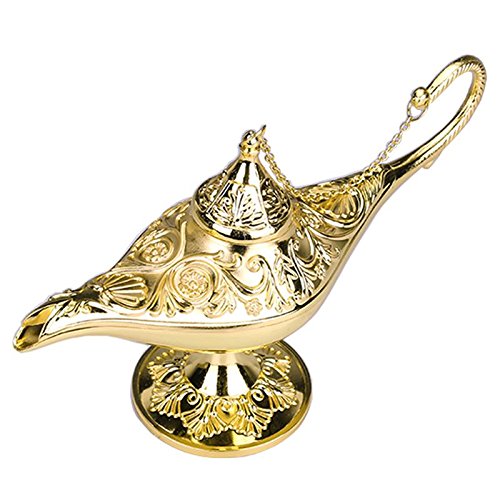 alliage de cuivre collectif aladdin magic genie lampe lampe maison décoration cadeau or 21 * 12cm Cover