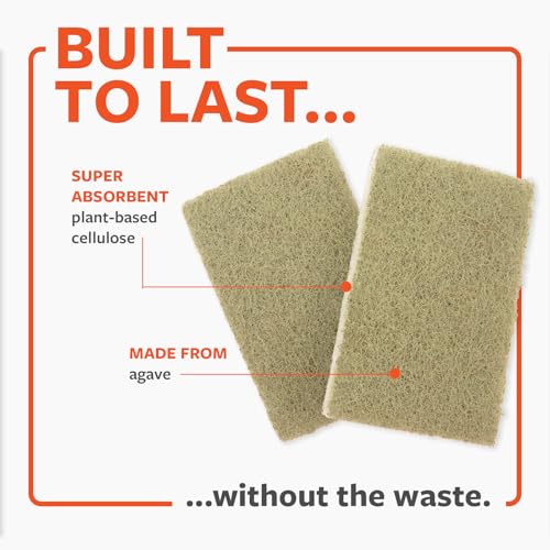 Image of Full Circle Heavy Duty Scrubber Sponge - Robust Agave Leaf & Plastic-Free Cellulose - Dual-Sided Dish Sponge for Cast Iron, Grill Grates & Oven Racks, 6 Pack