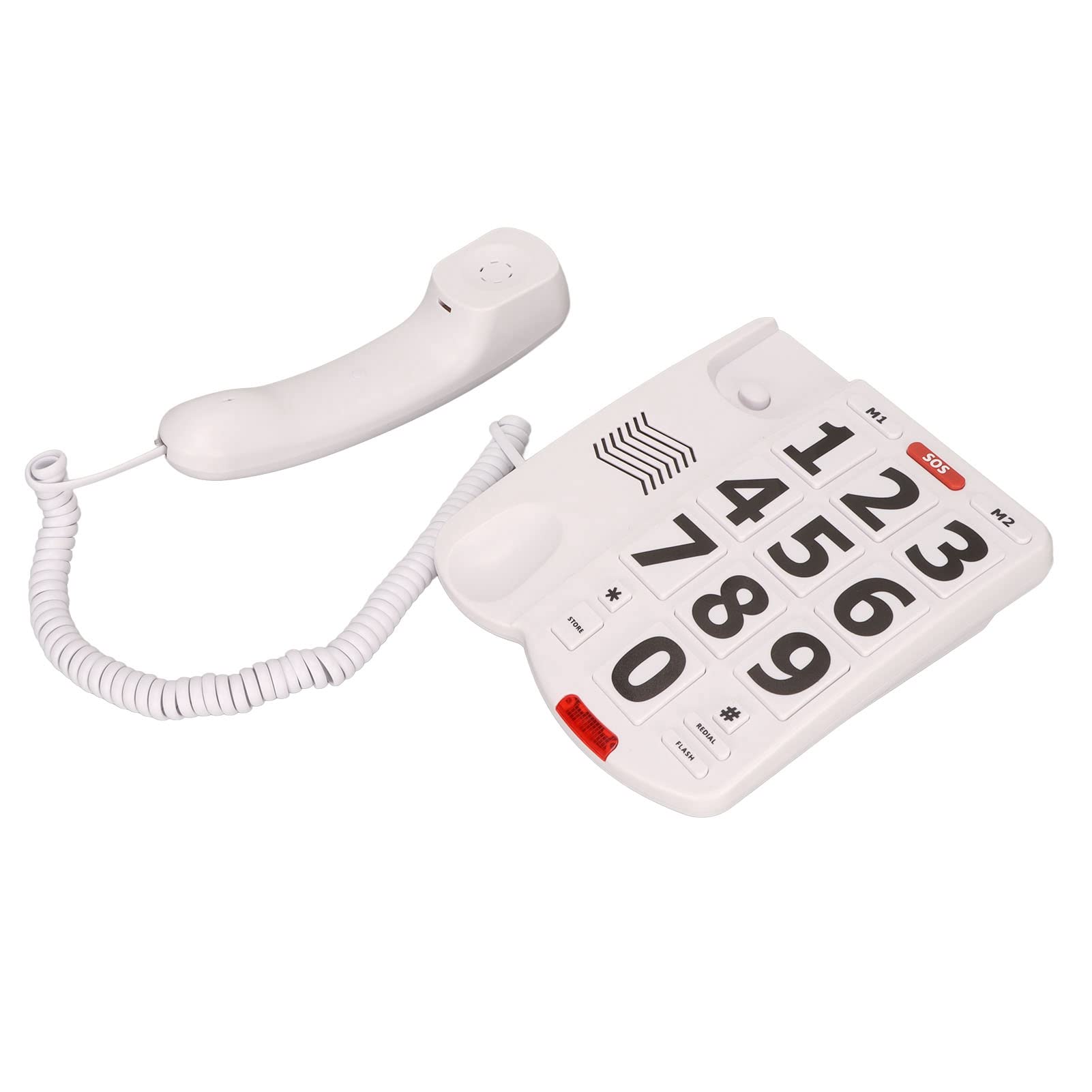Telefono Fisso per Anziani, Telefono per Anziani, Telefono Fisso con Tasti Grandi, Telefono con Filo, Telefono a Pulsanti, Telefono con Tasti Grandi per Non Vedenti, Suonerie Forti