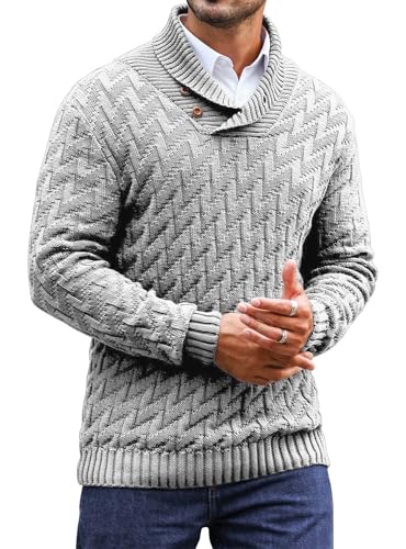 Men's Dressy Cable-Knit Mock Neck Sweater