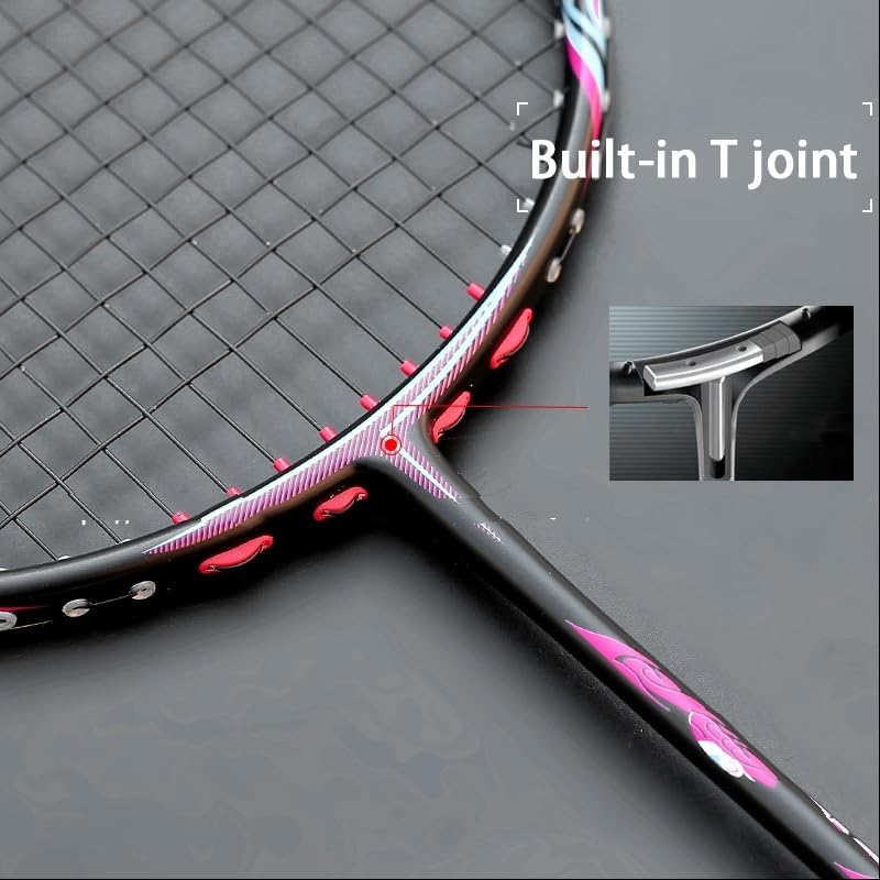 Badminton Set Racchetta da Badminton Professionale Leggera in Fibra di Carbonio 57 Grammi, incordata, Racchette 32 libbre con Custodia for Le Corde, Racchetta Speed ​​Sports