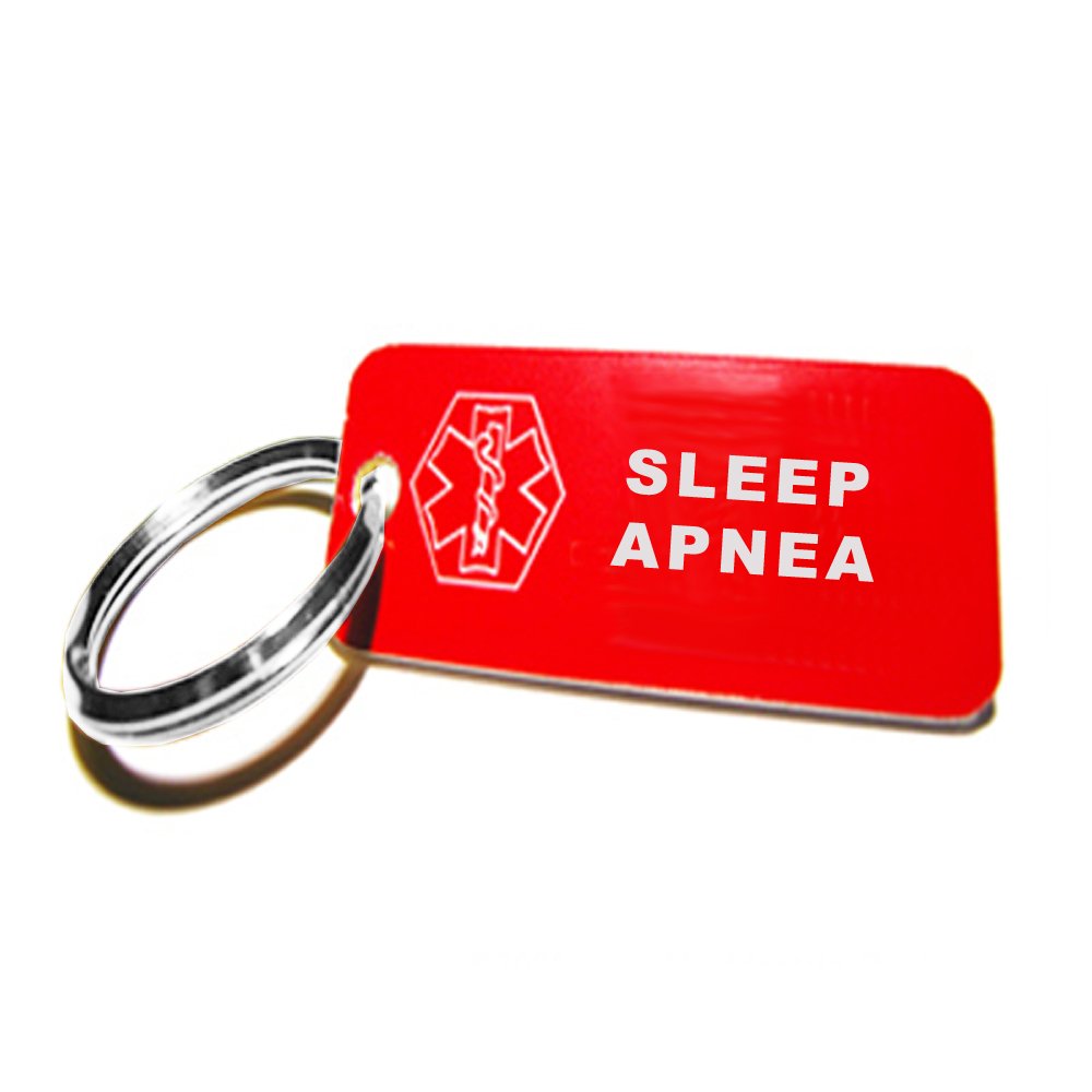 Pre-Engraved Sleep Apnea Plastic Medical Alert ID Keychain, Small 2.25 x .79 Inch