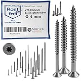 Holzschrauben Torx Schrauben Edelstahl V2A rostfrei 4x40 Spanplattenschrauben für Holz Teilgewinde 4mm stark 40mm lang 200 Stück Edelstahlschrauben Holz A2