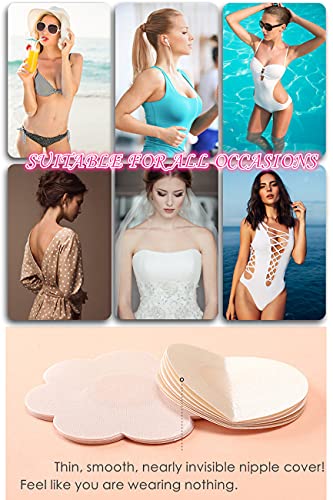 Yisibia 80 Pieces Nipple Covers For Women Disposable Self-Adhesive Natural & Invisible Satin Nipple Pasties Stickers Breast Petals (Brown) #TOP5