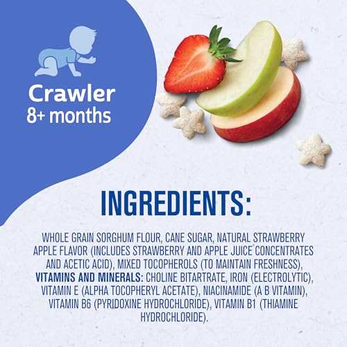 Image of Gerber Stage 3 Strawberry Apple Puffs Baby Snack, 0.5 Oz, 12 Pack