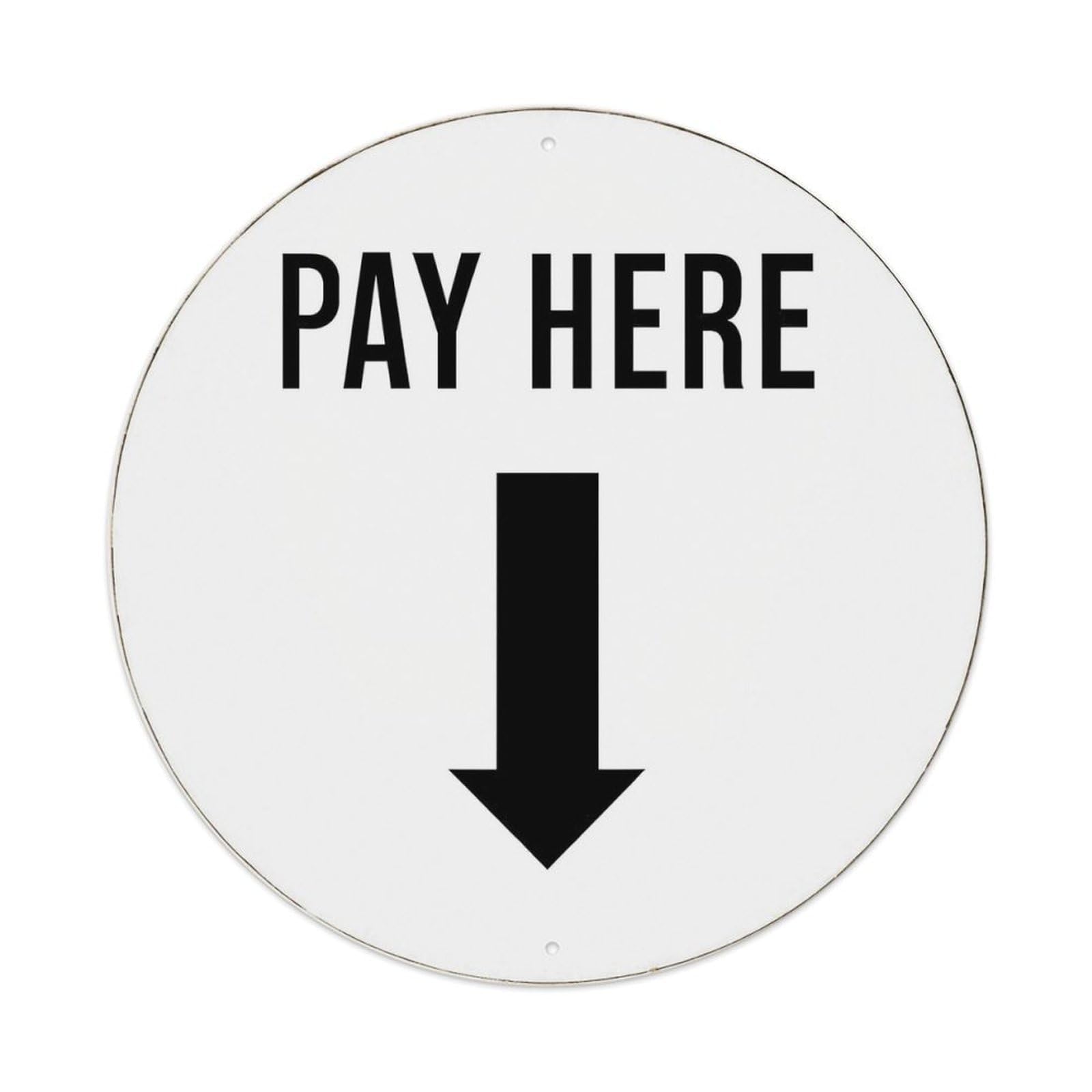 Jdyansheng Vintage Pay Here With Down Arrow Tin Sign Metal Poster Metal Signs For Home Man Cave Bar Cafe Kitchen Laundry Room Wall Decorations 8X8 Inches