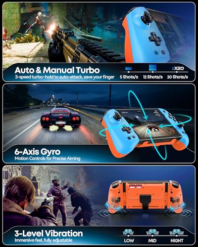 Image of OIVO Switch 1 /2 Controller for Original /OLED /Switch 2 Console, Stretchable Switch Handheld Joypad Ergonomic Grip for NS Pro Controller with RGB Light, TMR Joystick, Turbo, 4 Macro, Blue & Orange