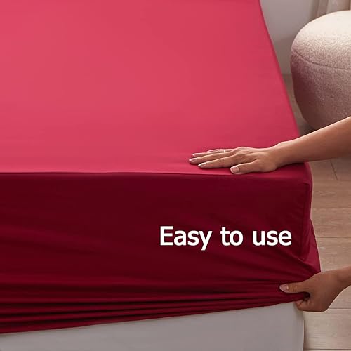 Miniatura 7 de rushrushlulu Sábana bajera ajustable suave y de microfibra tamaño Queen solo se adapta a sábanas de colchón de 15 pulgadas, sábanas bajeras suaves