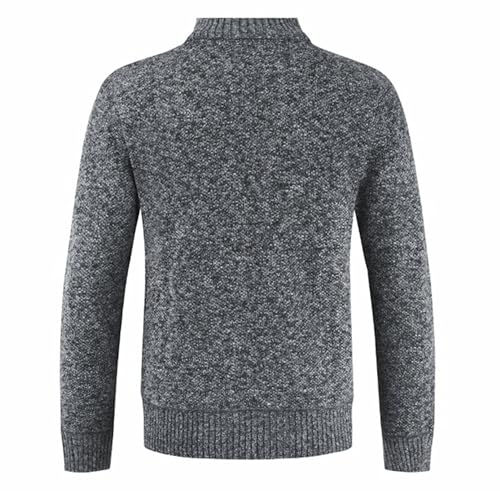 Men's Slim Fit Zipped Knitted Cardigan Classic Casual Long Sleeve Stand Collar Sweater Fleece Lined Warm Outwear (Grey1,Medium)3