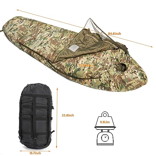 Image of MT Military Army Force Defence 4 & Tropen Patrol Mummy Sleeping Bags with Bivy Cover Compression Sack, Modular Sleeping System 2.0 for Cold Weather,