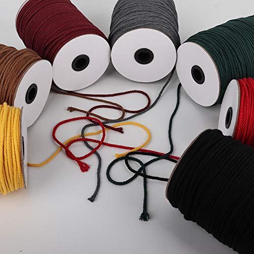 image for XKDOUS Yellow Macrame Cord 3mm x 220yards, Colored Macrame Rope, Cotto
