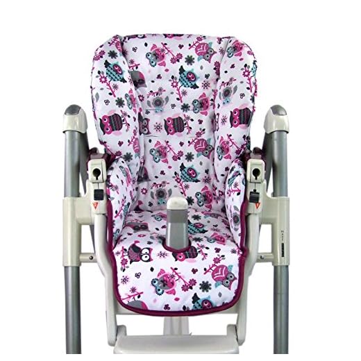 Housse de rechange de coussin de siège pour bébé Peg Perego Prima Pappa Diner - 7 motifs colorés de chouette - Neuf
