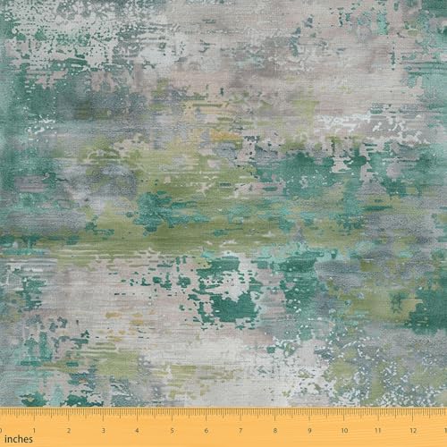 Erosebridal Jade Green Modern Abstract Fabric Watercolor Tie Dye Pastel Batik Fabric by the Yard Ombre Gradient Upholstery Fabric Retro Grunge Decor Fabric for Upholstery and Home Accents 1 Yard