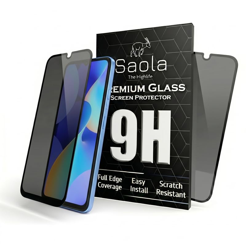 Image of Saola Ultra Privacy Tempered Glass For Tecno Spark 10 (PACK OF 1) with Free Installation Kit. Full screen Coverage. Free Replacement If Received Damaged - 6.6 inch