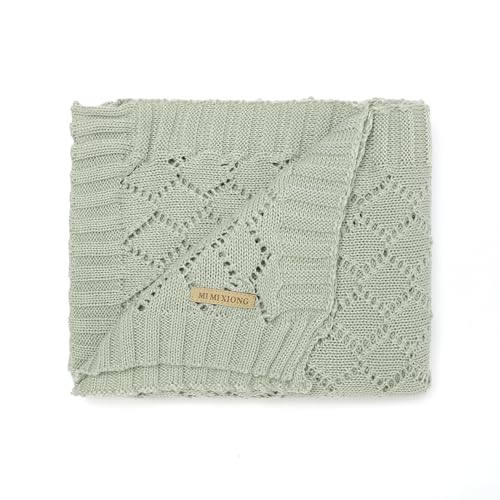 Image of mimixiong Baby Blanket Knit Cellular Swaddle Soft Baby Blanket for Boys and Girls 40 x 30 inches