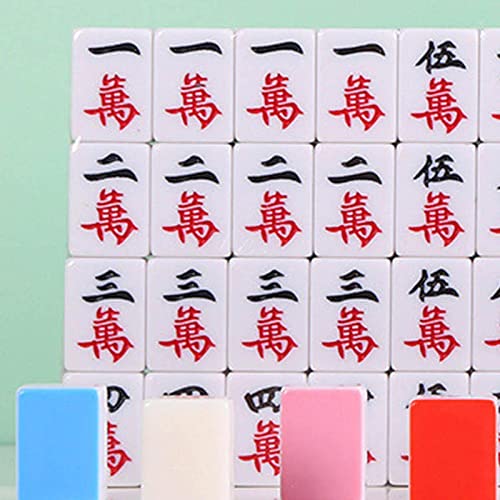 Chinese Majiang Set 144 Melamine Tiles, Mahjong Tile Game With Animal Travel Handbag, Mah Jongg Sets For Family Game 1In (26Mm), 2 Dice, Majiang,Blue #TOP2