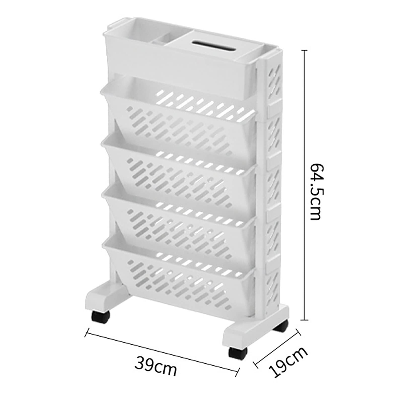 Libreria mobile da scrivania, scaffale con rotelle, organizer compatto girevole, espositore angolare multiuso (5 strati)