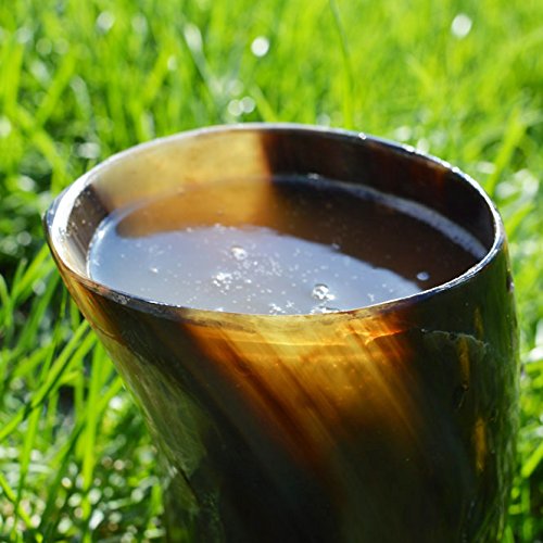 AleHorn Handmade Genuine Large Drinking Ox Horn Mead Cup Goblet Shotglass Tumbler Medieval Inspired Viking Drinking Vessel for Beer Ale Mead Food Safe Coating