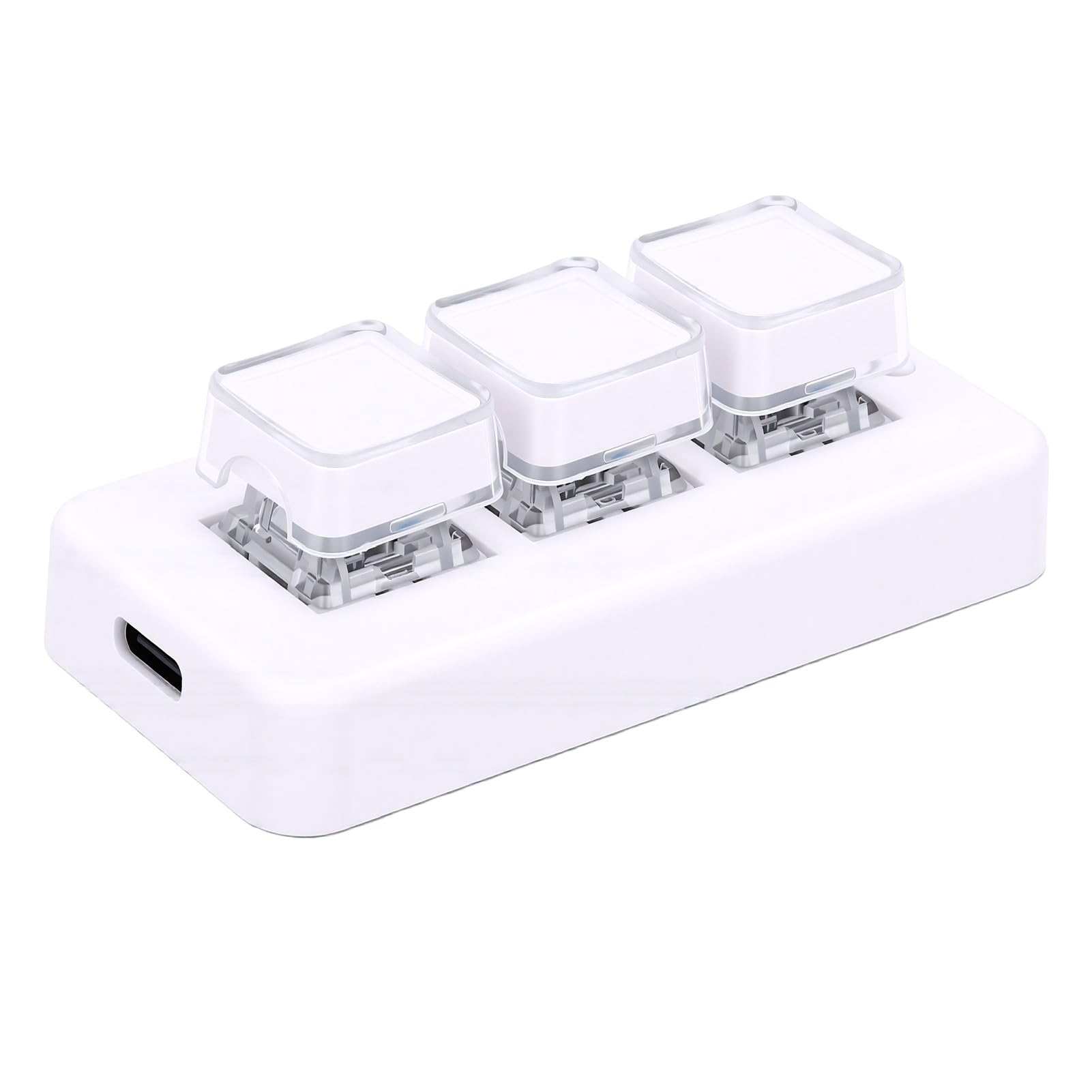 Bewinner Tastierino Meccanico a 3 Tasti Tastierino di Scelta Rapida Personalizzabile per Uso Universale su Computer con modalità Cablata e Bluetooth (WHITE)