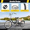 20 Inch Tricycle Black Adult Trike Bike 8 Speeds Adjustable Design Tricycle Large Basket Cargo Carrier Double Safety Brakes Three-Wheeler for Elderly Seniors Fitness, Shopping, Outdoor Exercise #2