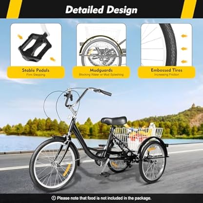 20 Zoll Dreirad Für Erwachsene Dreirad 8-Gang Mit Einkaufskorb Dreirad Neu Citybike-Dreirad Premium-Einkaufsdreirad Hochwertiger Stahlrahmen Mit Einkaufskorb – Bild 7