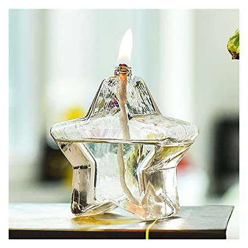 Audasi Lampe à Huile Verre Décoratif De Table De Lampe à Huile Verre Classique rétro décoration de la Maison de Mariage Vacances décoration Ne Contient Pas d'huile de Lampe(Star) Cover