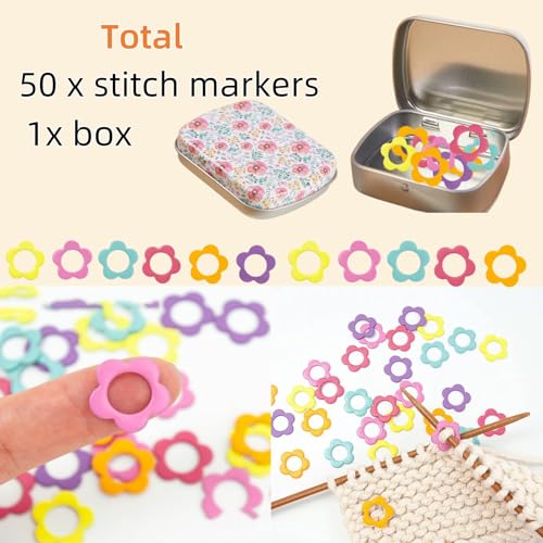 Image of Hilsayum 80Pcs Stitch Markers for Crocheting and Knitting,4 Shapes Colorful Crochet Stitch Markers with Box