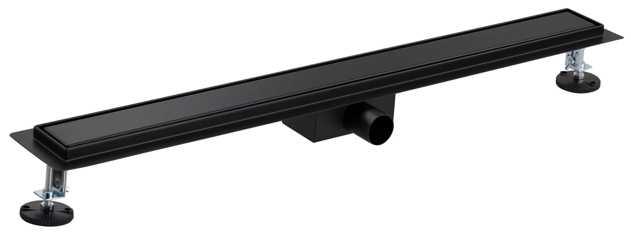 Caniveau extra plat pour douche italienne reversible finition noir mat/​ou à carreler longueur 80 centimètres - Avec siphon anti odeur et filtre pour cheveux NOYON & THIEBAULT
