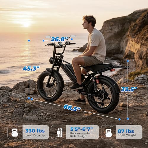 Image of Jasion YR20 PRO Electric Bike for Adults&Teens, 3000W Peak Motor, 52V 20Ah Battery, Up to 90 Miles Range, 20 inchx4.0 inch Fat Tire Moped Style Off-Road Ebike, Full Suspension, All-Terrain Electric Dirt Bike
