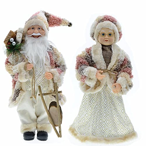 MUALIK Animated Santa and mrs Claus - 17.7inch Christmas Santa Claus and Mrs,Figurines Standing Santa Couple Statue for Friends and Family