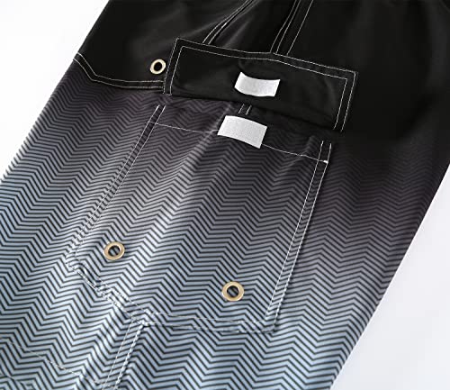 اليتوب شورت سباحة للرجال 9 انش سريع الجفاف شورت سباحة ببطانة شبكية للشاطئ بلون اسود متدرج K181 M، 181 كارجو اسود متدرج، مقاس M، البوليستر