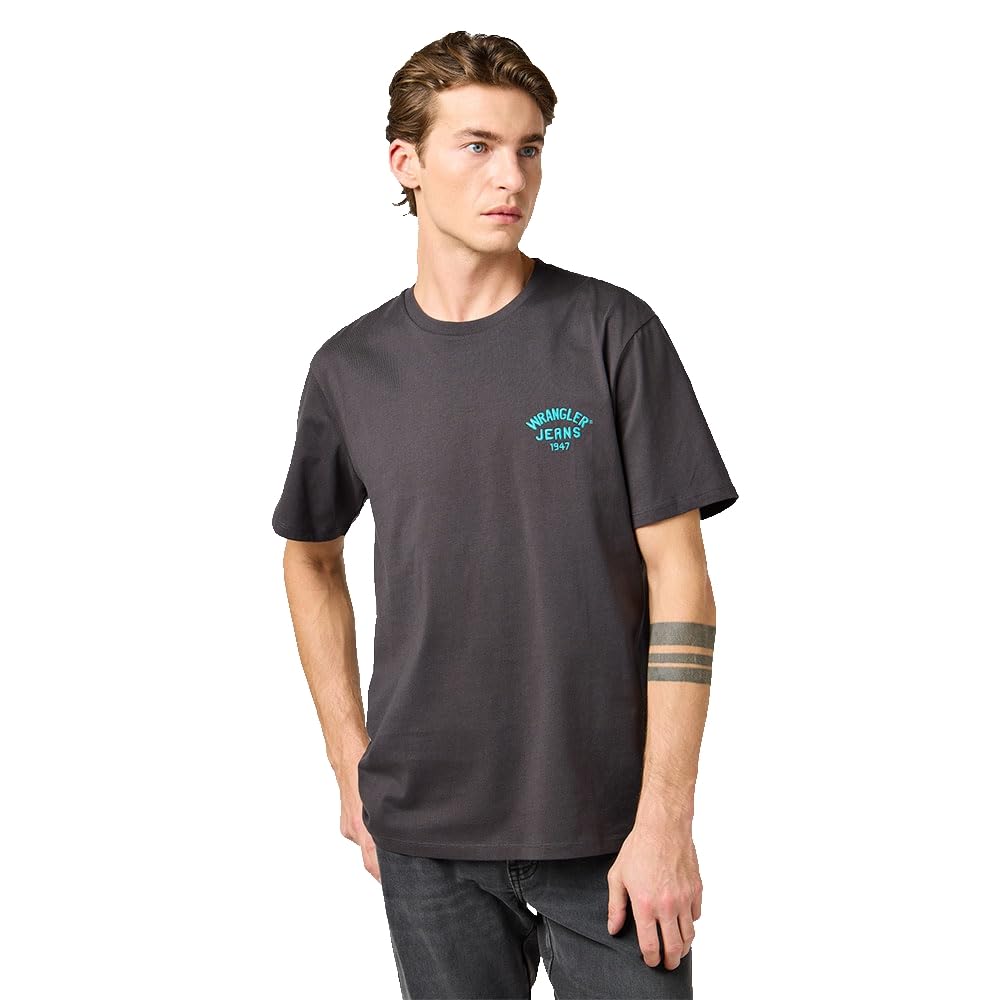 Wrangler Men's Small Logo Tee T-Shirt, Faded Black, L