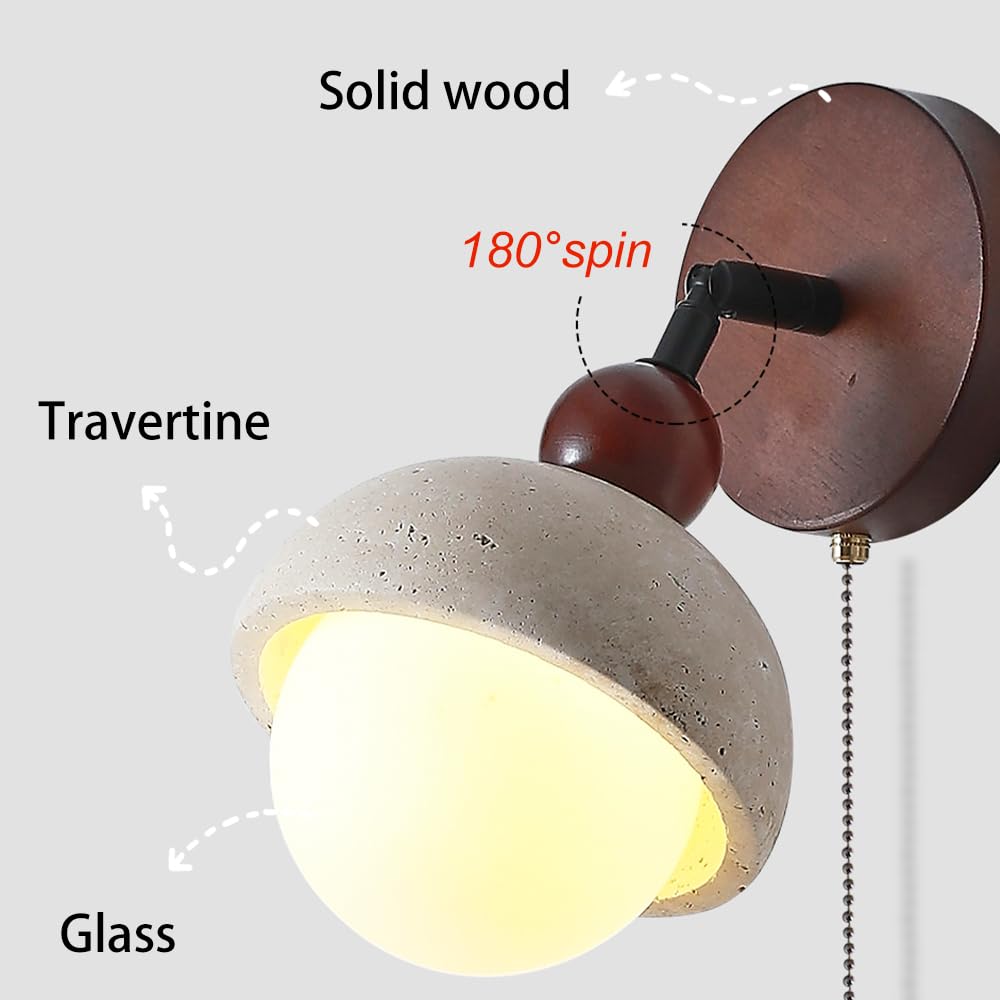Apliques de Pared Modernos Interior Lámpara de Pared de Travertino Amarillo Arte Nórdico Mármol Piedra Natural Japonesa Lámpara de Pared para Sala de Estar Dormitorio Mesita de Noche Pasillo