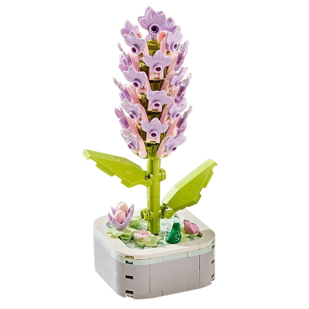 AIZIXIN Artificial Flowers,Flower Bouquet Building Blocks Set Kit, DIY Unique Decoration Home, Decorative Home Accessories,Gift for Adults Kids Boys and Girls Age 10+(Lilac)