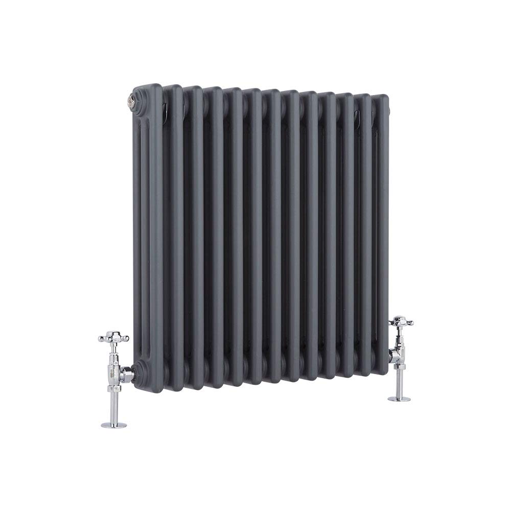 Milano Anthracite Windsor Cast Iron Style Horizontal Triple Column Radiator - 600Mm X 605Mm