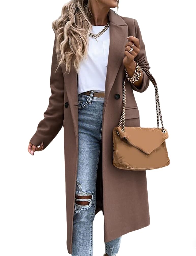 idealsanxun Womens Long Wool Coats Fall Winter Notch Lapel Dressy Peacoat Jackets-picture-46