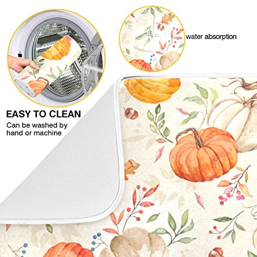 Sweetshow Autumn Fall Dish Drying Mat For Kitchen Counter Watercolor Pumpkin Maple Leaf Drying Mat 18 X 24 Inch With Absorbent Reversible Microfiber Dish Drying Pad Dish Rack Drainer Mats For Coffee Bar thumb #2