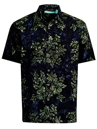Artisan Outfitters Mens Crystal Cove Batik Cotton Shirt (XL, Deep Sea Blue) AO118-1001-XL