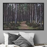 Framed Canvas Wall Art Rustic Woods Brown Dark Dramatic Forest Group Nature Photography Realism - 16x24 inches