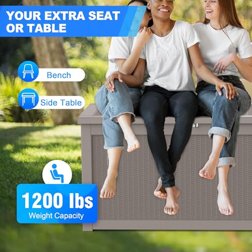 260-Gallon-Resin-Deck-Box-Waterproof-Outdoor-Storage-Box-Lockable-for-Patio-Furniture-Garden-Tools-Pool-Accessories-UV-Resistant-for-All-Weather-Use-Coffee 260 Gallon Resin Deck Box Waterproof Outdoor Storage Box Lockable for Patio Furniture Garden Tools Pool Accessories UV Resistant for All Weather Use Coffee