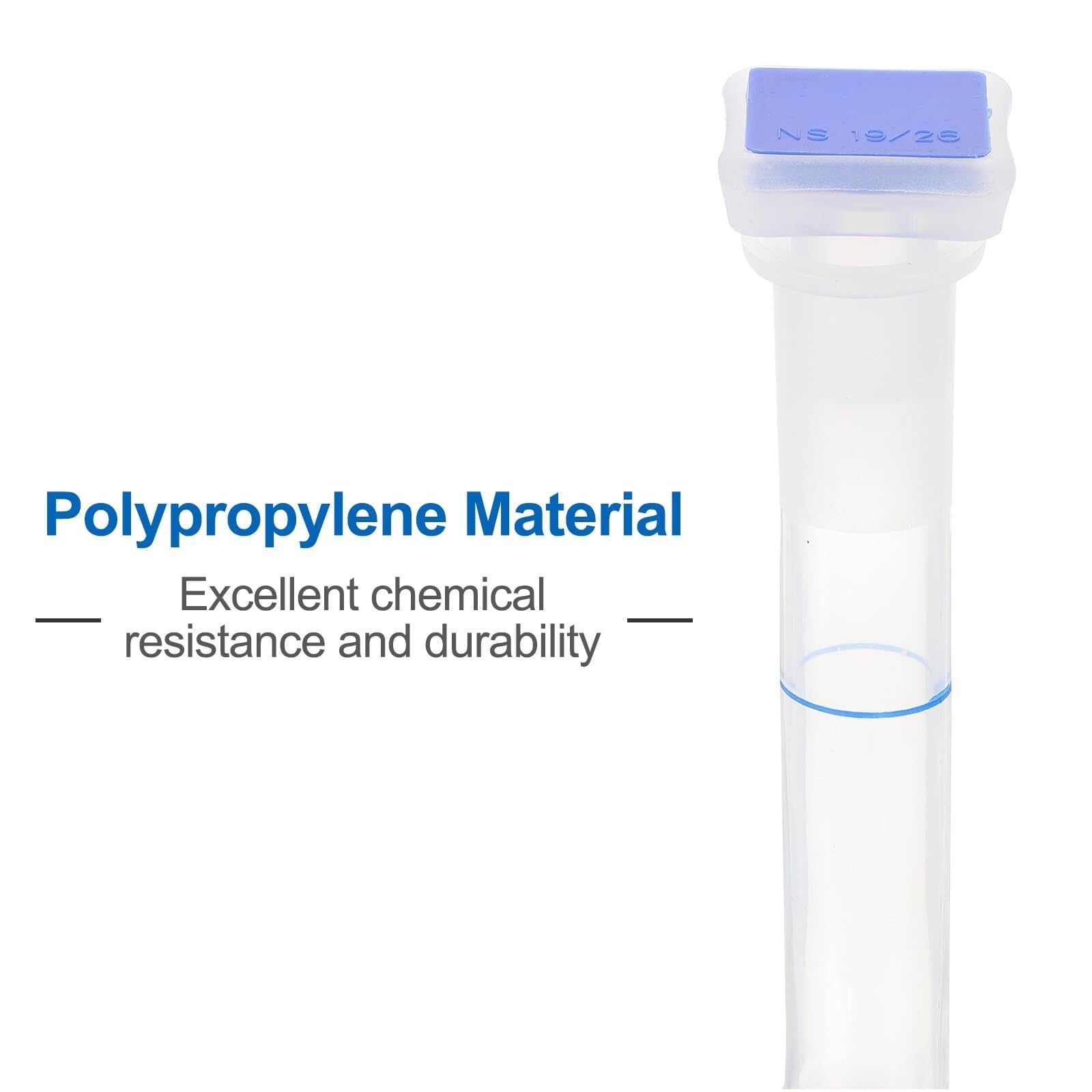 Matraz Aforado Polipropileno 250ml - Matraz de Medida Laboratorio Irrompible con Tapón y Graduación Azul(2,250ml)