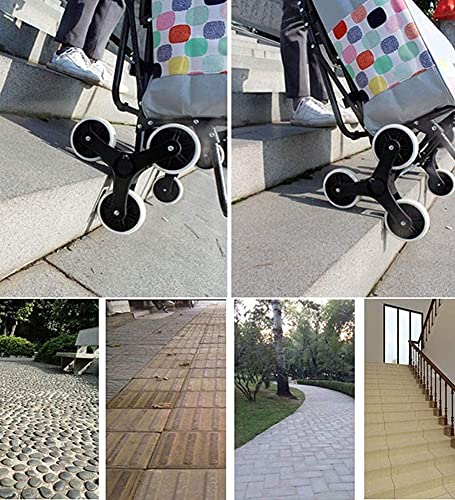 JHYFT Einkaufstrolley Multifunktions-Einkaufstrolley Trolley Old Age Bollerwagen Treppensteiger Mit Hakengriff Sitz… – Bild 8