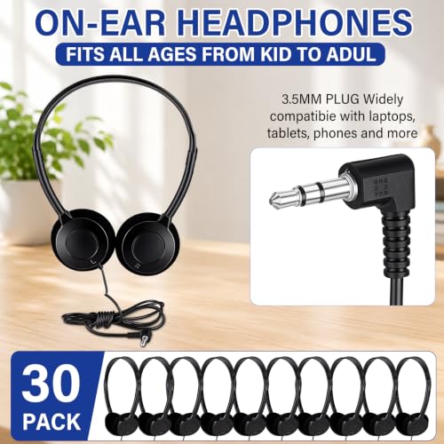Image of Konohan 30 Pack Headphones Bulk Classroom Headphones, Black, Fresh