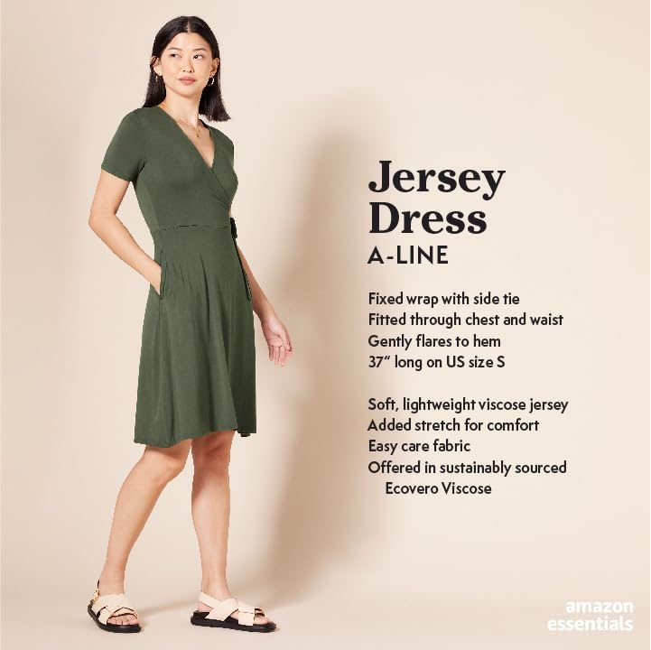 Amazon Essentials Women's Short Sleeve Faux-Wrap Dress2
