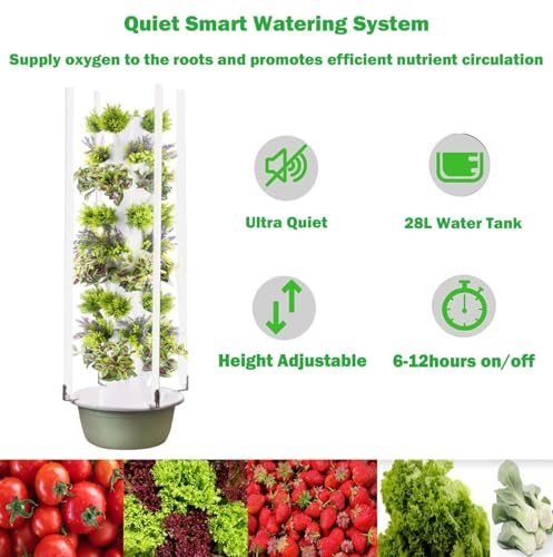 Sistema idroponico per Interni, Giardino Intelligente a LED, Torre Verticale per ortaggi a 9 Livelli per Appassionati di Giardinaggio Domestico, Soluzione salvaspazio per la Coltivazione di