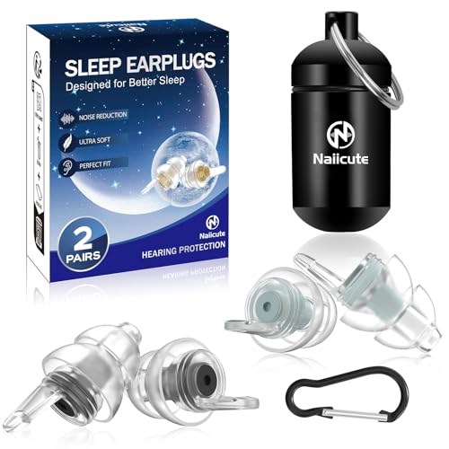 Ohrstöpsel zum Schlafen 2Paar, Weich Gehörschutz Ohrenstöpsel gegen Schnarchen, Noise Cancelling Silikon Ohr-Stöpsel Lärmreduzierung für Schlaf Arbeiten Reisen, 2 Größen